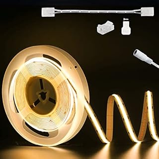 PAUTIX COB LED Strip Lights Warm White 2700K DC24V, 6m 504LEDs/M Flexible CRI90+ LED Tape, Super Bright for Cabinet, Bedroom, Kitchen DIY Lighting with 8mm cob Connector(Power Supply Not Included)
