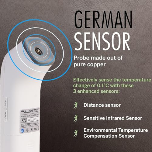 Image of BPL Medical Technologies Accudigit F4 Non Contact Infrared Thermometer - Fast & Accurate Forehead Thermometer for Adults & Kids (White)