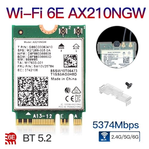 Image of WiFiIntel WiFi 6E AX210 (Gig+) Wireless Network Adapter No vPro, Bluetooth 5.2 AX210.NGWG Wi-Fi 6E