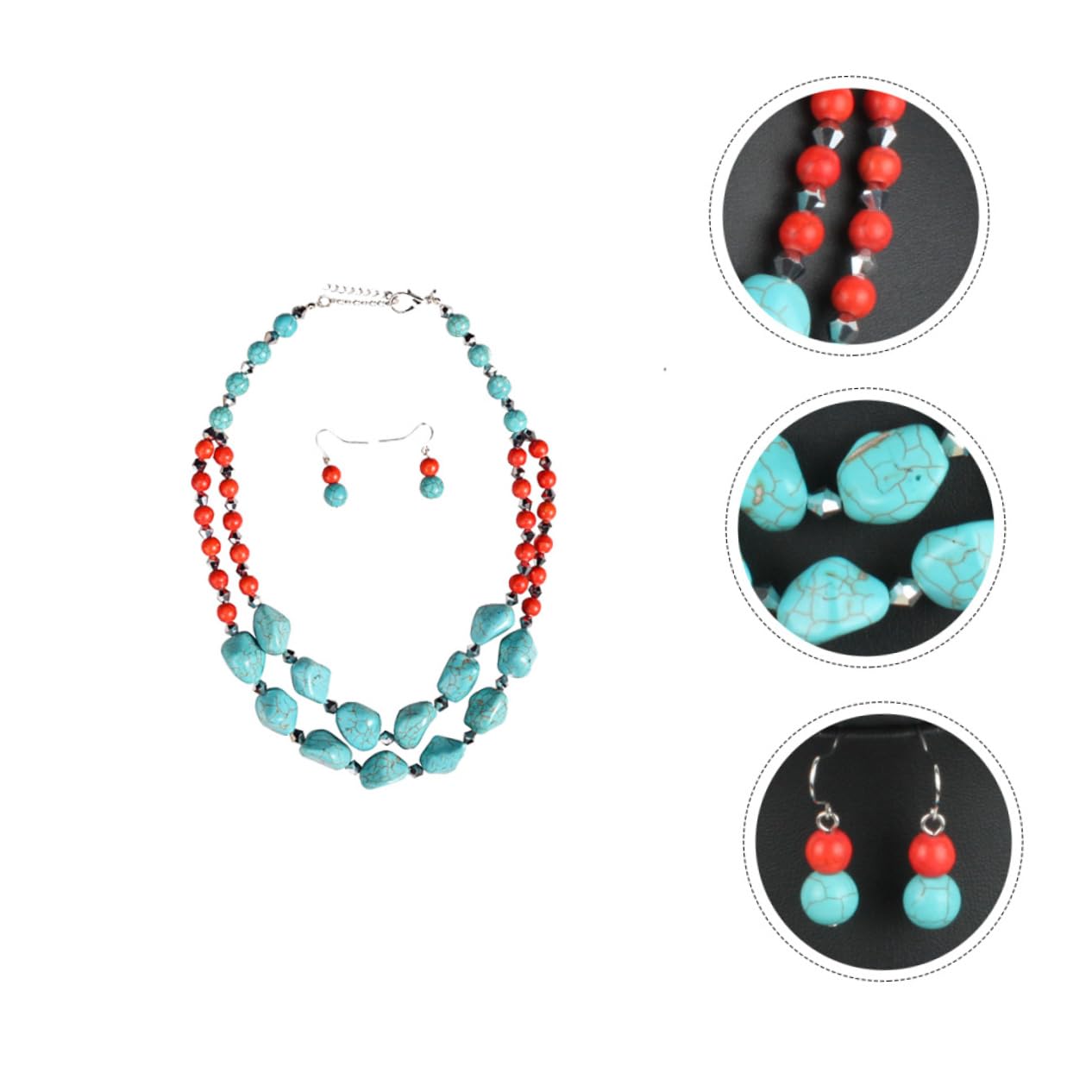 necklace Naszyjnik Turkusowa Biżuteria dla Kobiet Perłowe Kolczyki necklace