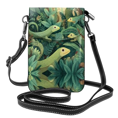 Sacoche téléphone en cuir imprimé tropical pour camping et randonnée