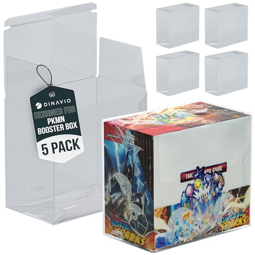 Dinavio Crafthouse Plastic PKMN Booster Box Protector 5 Pack - Booster Box Case Display Protectors - Compatible with English Modern PKMN Booster Boxes - 0.5mm Thick (Pack of 5)