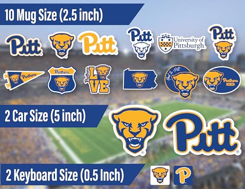 Image of Pitt Panthers Sticker Variety Pack for Car Water Bottle Phone 14 Pc Gift