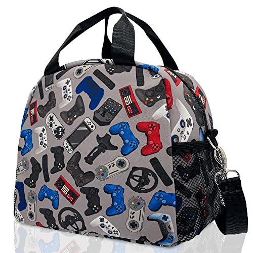 Video Game Lunch Bag Insulated Lunch Box Small Lunch Tote Bags With Water Bottle Holder, Adjustable & Removable Shoulder Strap Lunch Box #TOP9