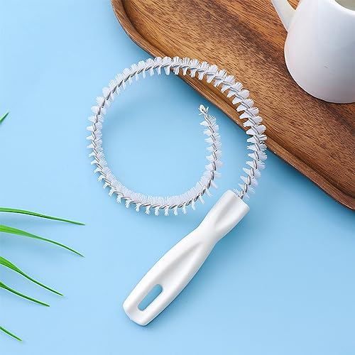 RUOJLING 1 Stück Abflussbürste, Reinigungsbürste für Abwasserkanäle, Küchen, Badezimmer, 45cm, Nylonborsten, Weiß