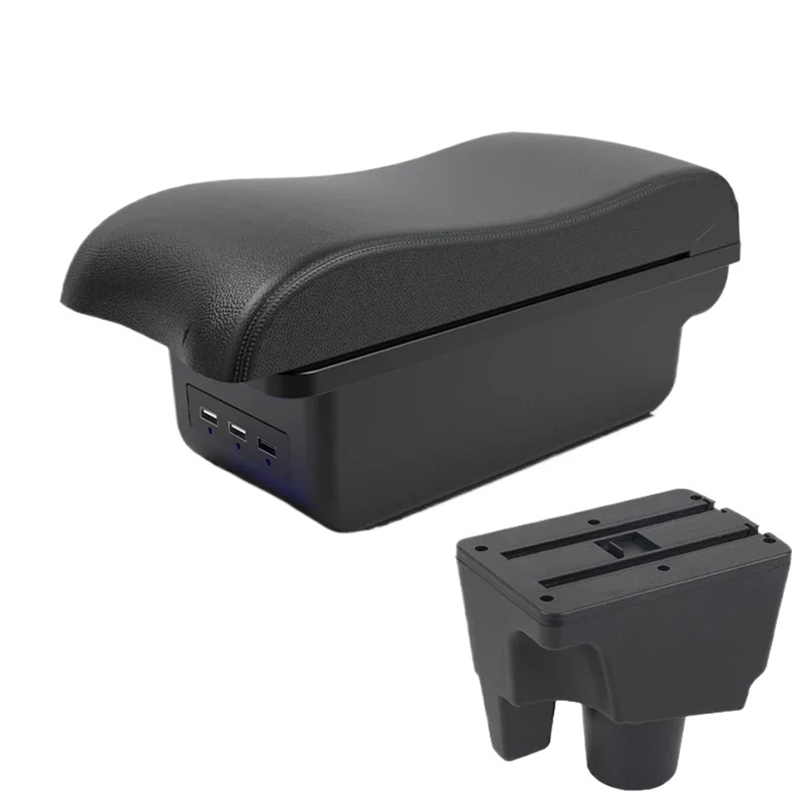 NOKRGQW Car Armrest Box For Toyota For Aqua For Prius C Car Center Console Modification Double-layer Storage Box USB Decoration Accessories(B2 Black line 3 USB)