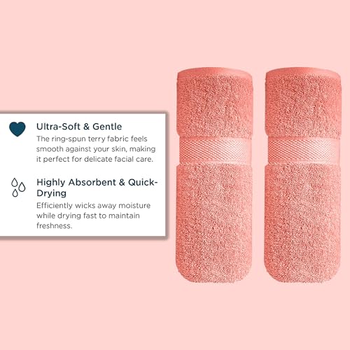 Image of Sulfar 100% Terry Ring Spun Cotton Face Towel - Quick-Dry, Highly Absorbent (480 GSM) (30 x 30 Cm) Coral Pink (Pack of 2)