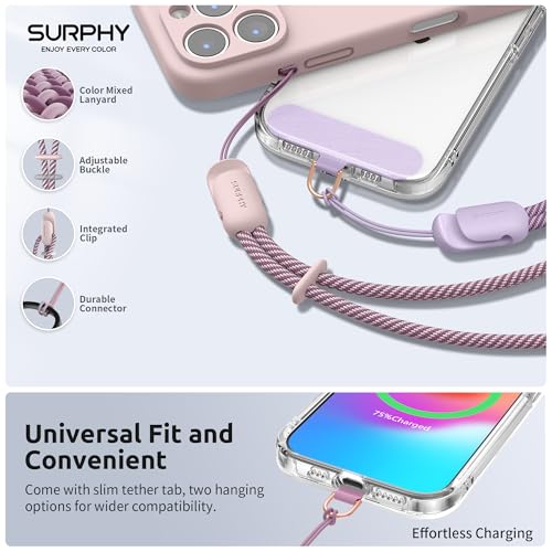 SURPHY 3 Pack Phone Wrist Strap with CellPhone Tether Tab, Cellphone Lanyard, Anti Theft Phone Strap with 2-Color Braided, Wrist Lanyard for Women and Men, Pink & Lilac & Lilac Purple