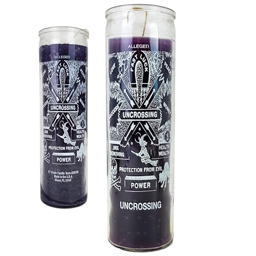 Generic 7 Day Candle Uncrossing - Alleged Uncrossing Power Purple Glass Jar Candle, C8S-UNCR