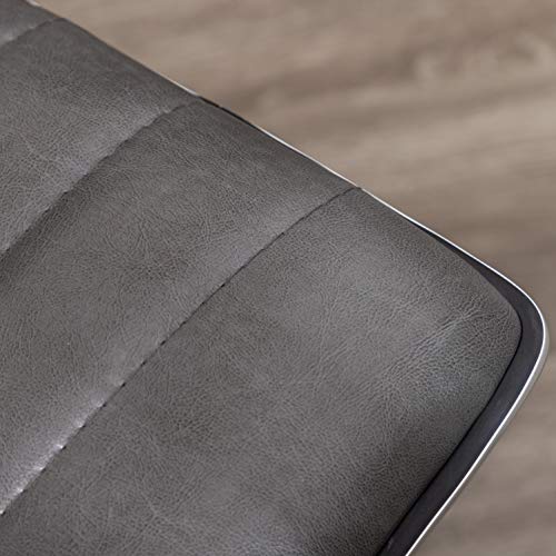 Btexpert Home Gray Swivel Mid Back Armless Ribbed Designer Task Faux Leather Soft Upholstery Office Chair #TOP7