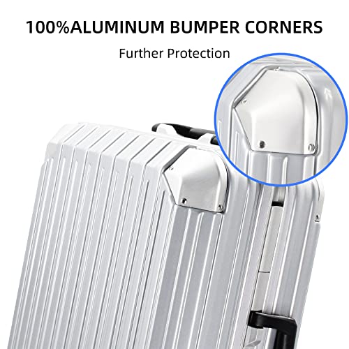 Leaves King Luggage Aluminum Frame Suitcase, 100% Pc Hard Shell Carry On Luggage With Tsa Lock, Zipperless Suitcae With Wheels (24Inch, Silver) #TOP1