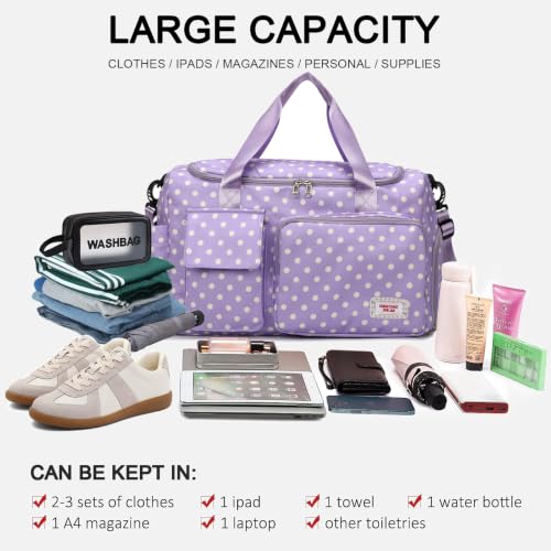 Image of Small Gym Bag for Women, Travel Duffle Bag Carry On Weekender Bag with Shoe Compartment