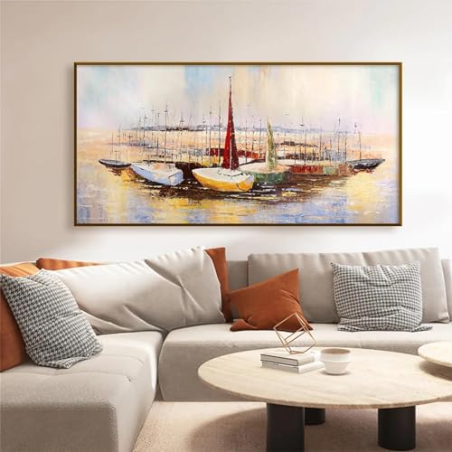 Affiches de décoration d'intérieur voilier abstrait pour un salon apaisant