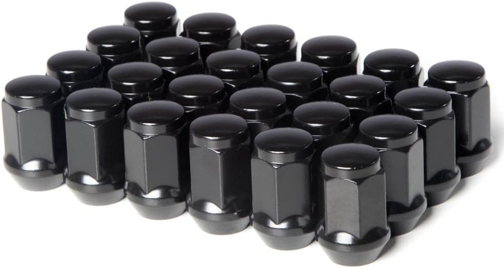 Circuit Performance 7/16" Black Closed End Bulge Acorn Lug Nuts Cone Seat Forged Steel (24 Pieces)