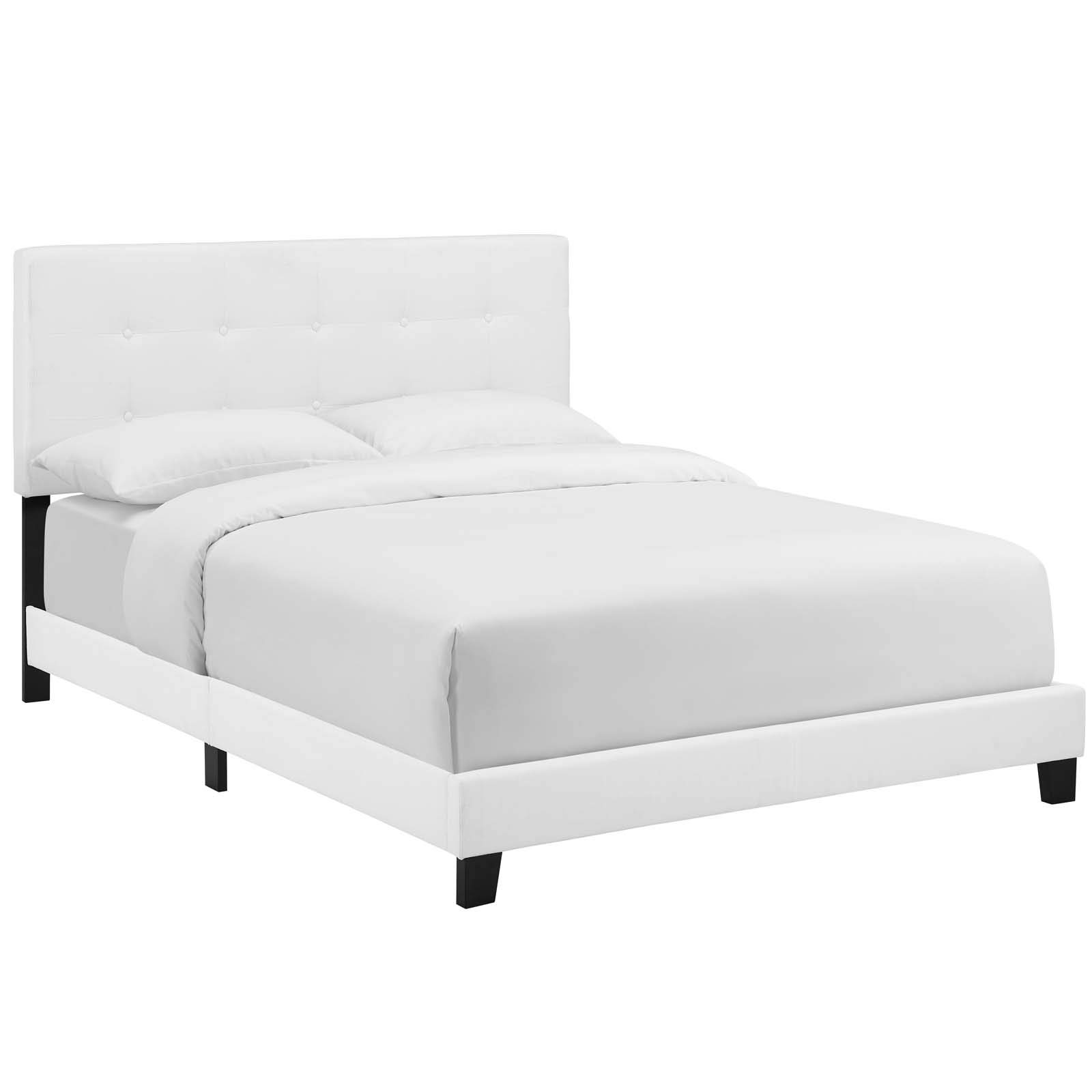 MOD-6000-WHI Amira - Cama tapizada de tela, color blanco 2