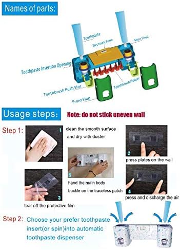 Wekity Toothbrush Holder with Double Combination Automatic Toothpaste Dispenser Toothpaste Holder with Electronic Watch 5 Toothbrush Grooves, Super Strong Stickers and Screws for Bathroom(White)