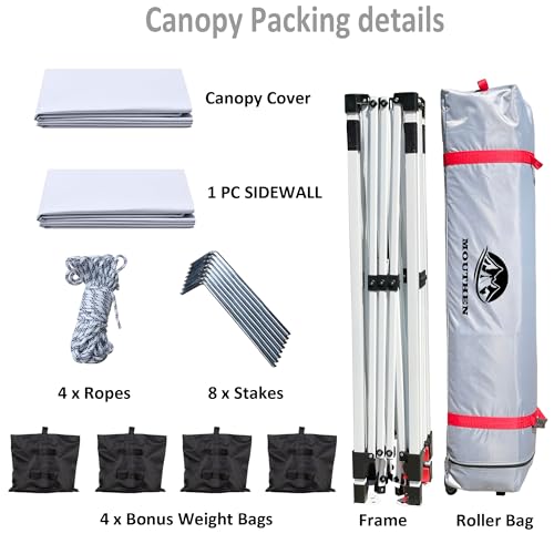Canopy-Tent-10×10-Pop-Up-Canopy-1-PC-Side-Wall-Easy-up-Canopy-with-Carry-Bag-and-Sand-BagsUPF50White Canopy Tent 10×10 Pop Up Canopy 1 PC Side Wall Easy up Canopy with Carry Bag and Sand BagsUPF50White