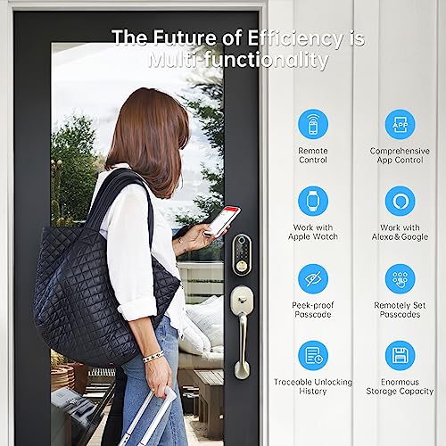 Smart Deadbolt, Smonet Fingerprint Electronic Deadbolt Door Lock With Keypad-Bluetooth Keyless Entry Keypad Smart Deadbolt App Control, Ekeys Sharing, App Monitoring Auto Lock For Homes And Hotel #TOP3