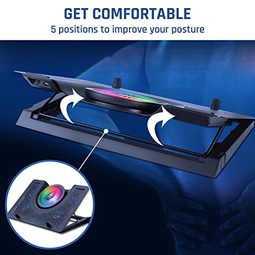 KLIM Nova RGB Laptop Cooling Pad - Gaming Laptop Cooler with Phone Holder - Quiet Laptop Stand with Fan - Compatible up to 17"- 5 Year Warranty -... - Image 4