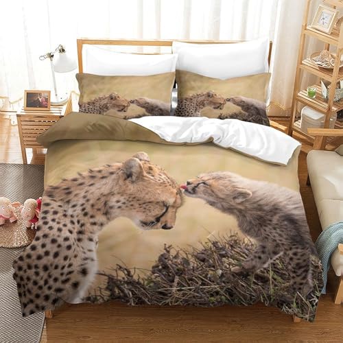 Parure de Lit Guépard Housse de Couette 3D Confortable Microfibre - 3