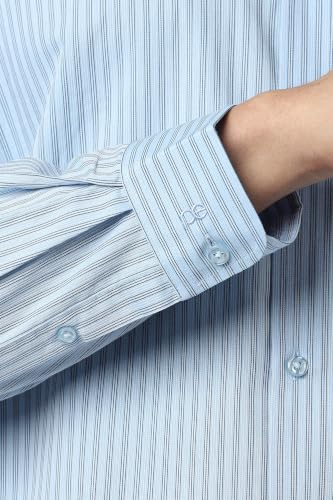 Image of Peter England Men's Premium Solid Herringbone Regular Fit Full Sleeve Formal Shirt | Wonder Fabric | Cotton Rich
