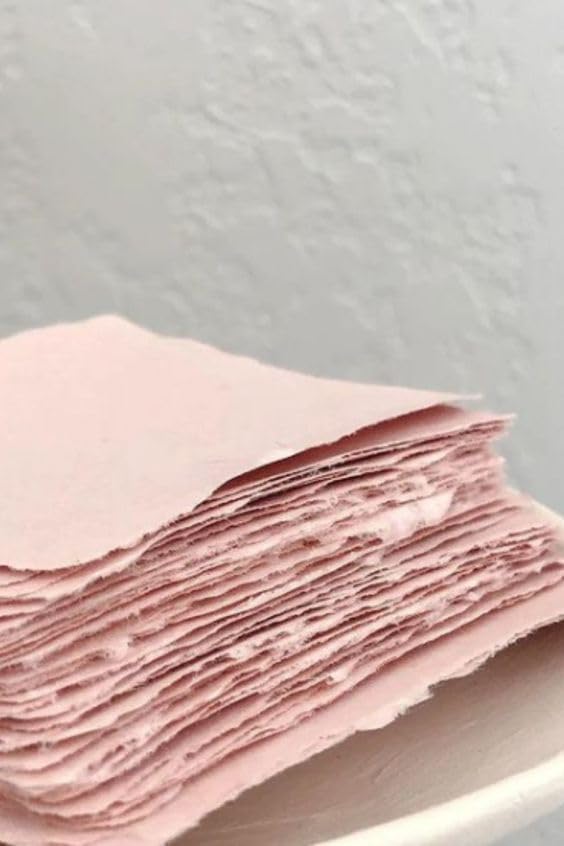 Ababeel Handmade Natural Materials Paper, 300 GSM, Unique Pieces, Fine Surface, Pink (A5)