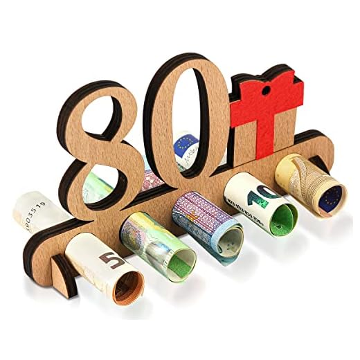 Giftota - 80 Cumpleaños Regalo en Efectivo - 80 años Cumpleaños Regalos - de Madera Libro de Visitas - DIY Ideas Originales Postal Cartel - Regalos para Amigos, Familia