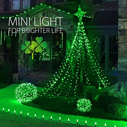 Image of Minetom St. Patrick's Day Mini String Lights, 100 Count 27 Feet Detachable Incandescent Bulb Waterproof Green Fairy Lights Plug in for Indoor Outdoor Party Patio Christmas Decoration, Green Wire