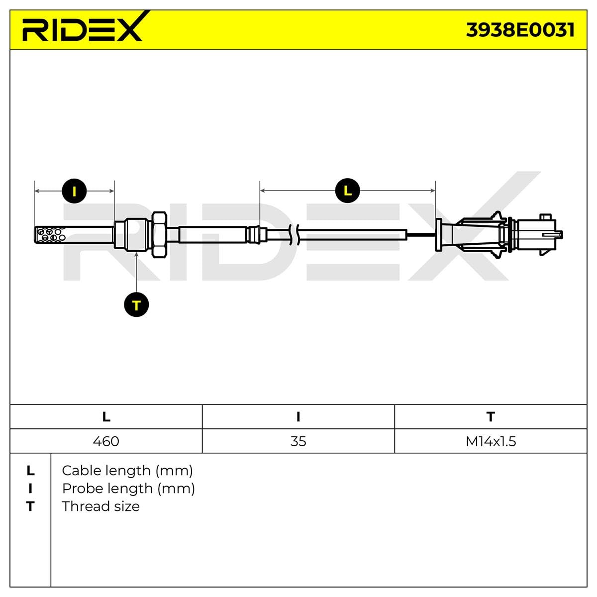 RIDEX 3938E0031 Sensore Temperatura gas scarico elettrico Compatibilità con FIAT Freemont 345