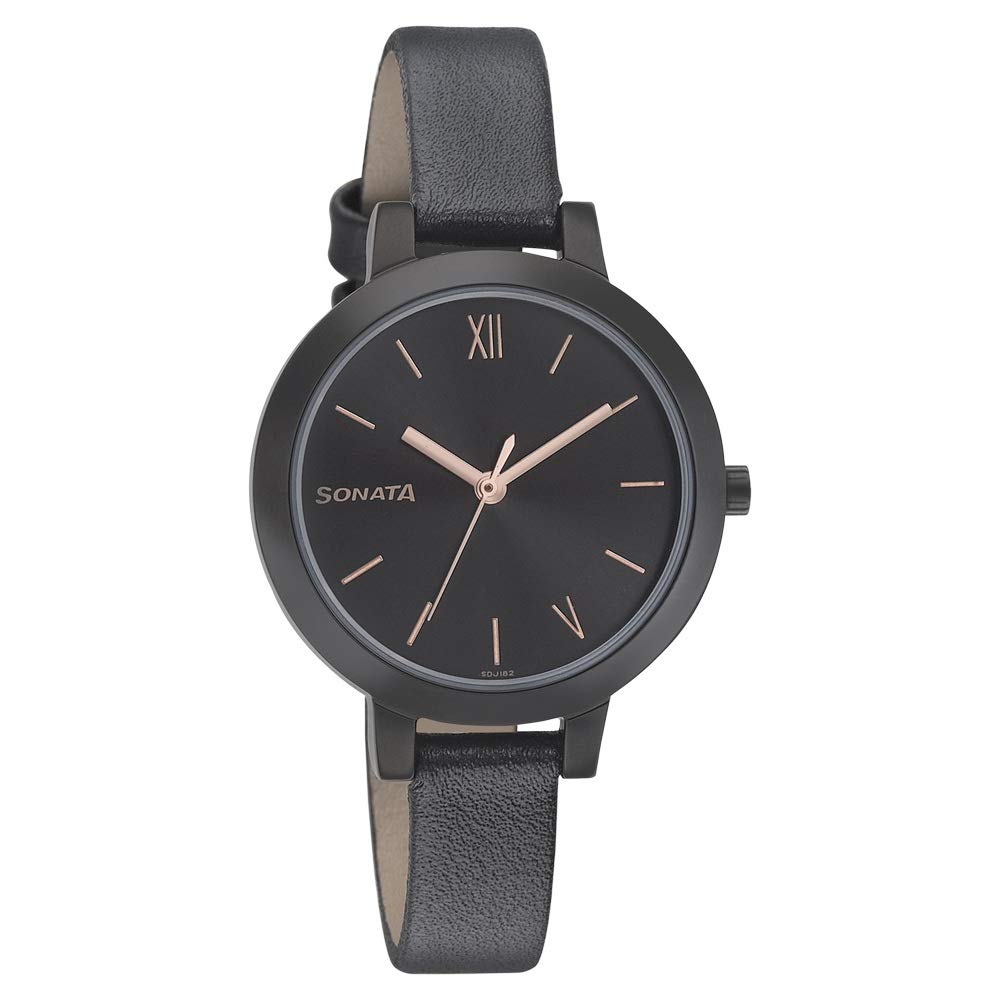 Sonata Quartz Analog Black Dial Leather Strap Watch for Women-NS8141NL02 (B07KS2SKTK) Amazon Price History, Amazon Price Tracker