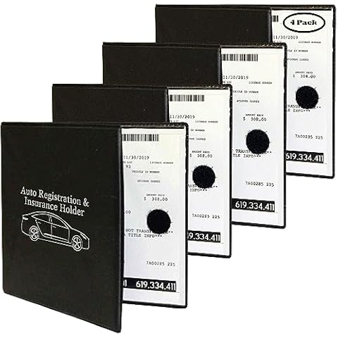 W4W, Auto Registration Insurance & ID Card Holder - 4 PACK - Perfect for any Car, Truck, Motorcycle, Trailer or Boat - Strong Velcro Closure, Men & Women Cover