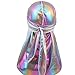 DIY Premium Holographic Silky Durags with Long Tails 360 Waves 3 Packed Doo Rags for Men Du rag Cap (Z-Holographic Laser -3 Packed), Medium
