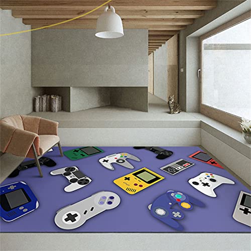 Bunter Teppich Webteppich Teppich Weich Lila Spielkonsolen-Design Schlafzimmer Jungenzimmer Teppich...