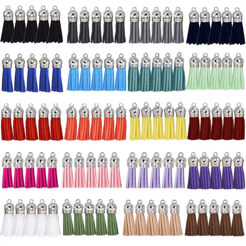 100Pcs Keychain Tassels for Crafts - Designer Charms for Bracelets Bulk Charms for Jewelry Making - Bookmark Tassels for Keychains in Bulk - Earring Charms Multicolor Tassels for Keychain Charms