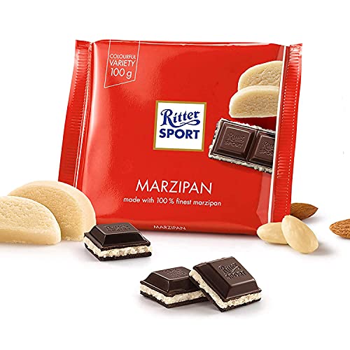 Image of Ritter Sport Marzipan Dark Chocolate 100g (Pack of 3) Ritter Sport Chocolates in colorful variety, product of Germany, dark chocolate with marzipan filling | Nutritious and Nutty Crunch