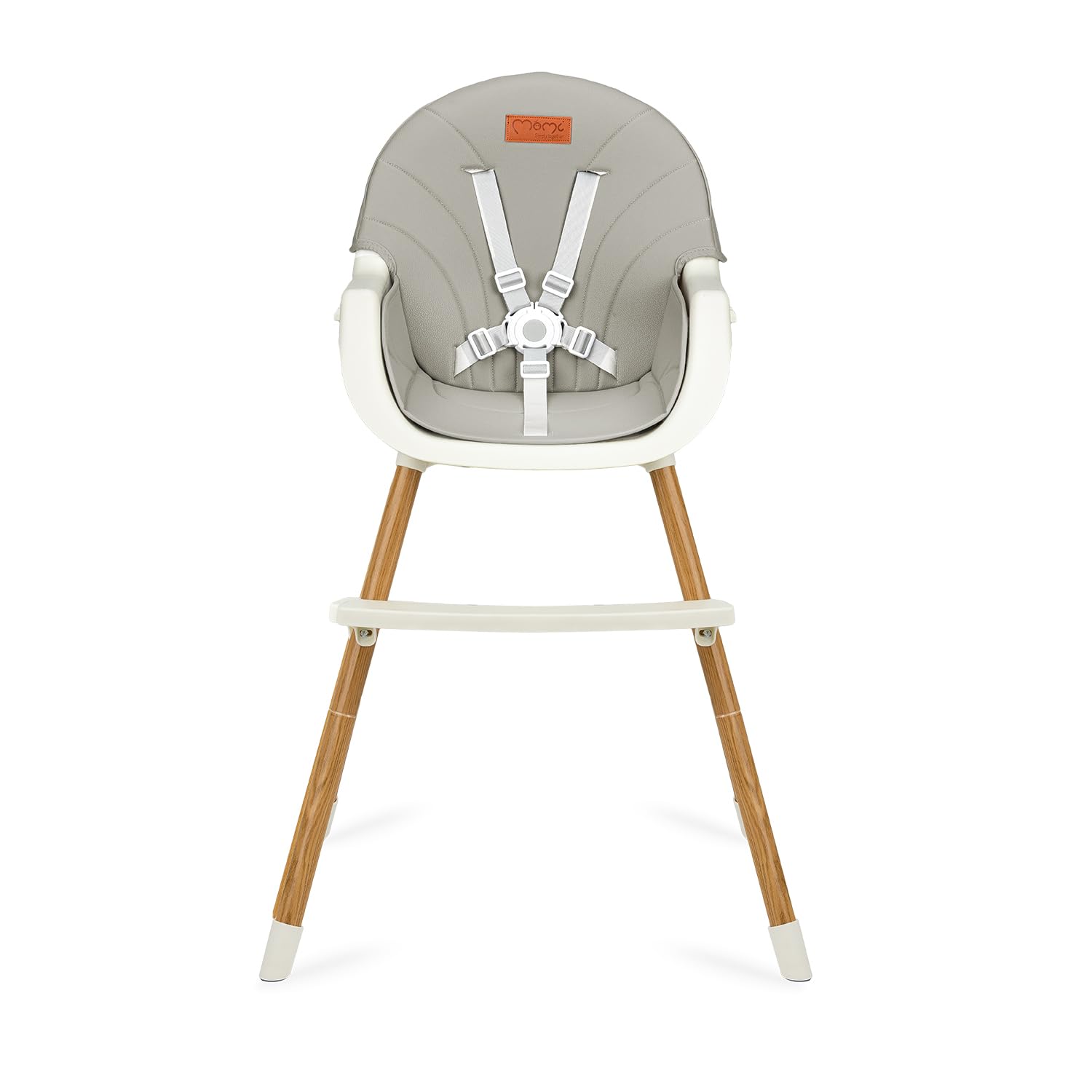 MoMi Seggiolone Pappa Evolutivo 3 in 1 - Sedia Evolutiva per Bambini da 6 a 36 Mesi - Cinture di sicurezza, Rivestimento in ecopelle, Poggiapiedi, Portabicchiere, Gioco con Ventosa - Grigio