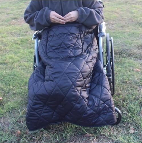Winter Wheelchair Warm Blanket for Outdoor Use, Waterproof Windproof Lower Body Legs Thermal Blanket, Fleece Lined Wheelchair Apron Cover for Elderly Disabled,Black