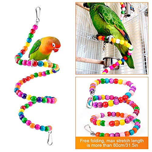 Bird Parrot Toy Set 6 Pack Kleurrijke Pet Bird Toys Houten Hangende Stand Ladder Bird Swing Kauwspeelgoed voor… - Afbeelding 4