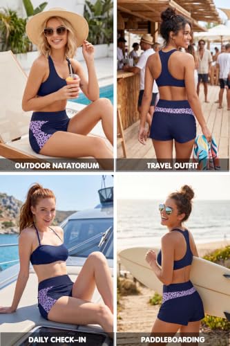 Image of Beautikini Period Swimwear Menstrual Leakproof Swim Shorts Quick Dry 3 inch High Waist Bathing Suit Bottoms for Teen Girls Women