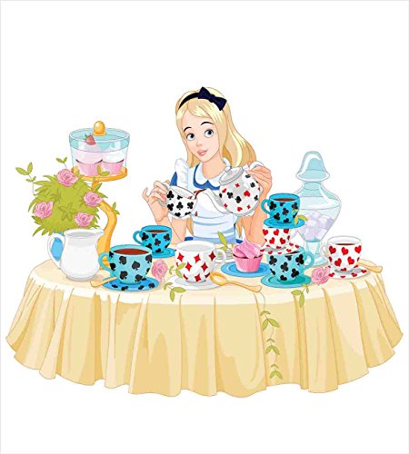 Ambesonne Alice In Wonderland Duvet Cover Set, Alice Pours Cup Of Tea With Cupcakes Flowers In Wonderland Fantasy, Decorative 2 Piece Bedding Set With 1 Pillow Sham, Twin Size, Multicolor #TOP1