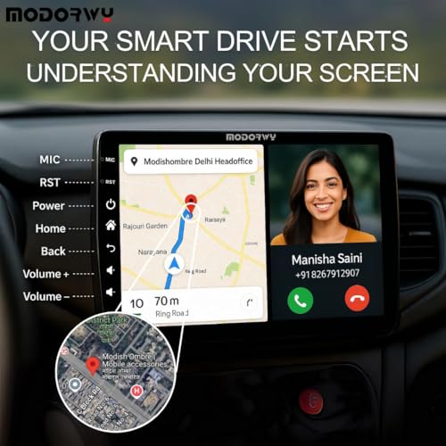 Image of Modorwy Original QLED 9 inch Zlink Car Android Stereo | OS 13 | 4GB+64GB | Display Support Car Play & Android Auto | incl. AHD Rear Camera & Frame Compatible with Maruti Brezza 2015-1 Year Warranty