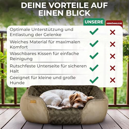 BOUCHABEL Kuscheliges Hundebett – Hundekissen, Hundekorb, Hundebett für kleine Hunde, weiche Hundecouch, waschbar und rutschfest, Füllung aus PP‑Baumwolle und geschreddertem Schaumstoff