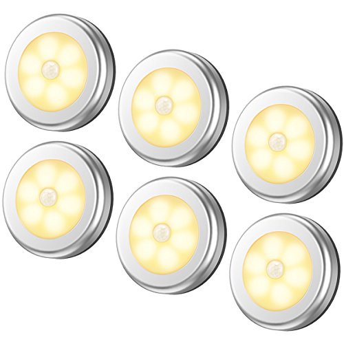 Image of AMIR Upgraded 3.15 inch Motion Sensor Light, Cordless Battery-Powered LED Night Light, Stick on Closet Lights Stair Lights, Puck Lights for Hallway, Bathroom, Bedroom, Kitchen (Warm White - Pack of 6)