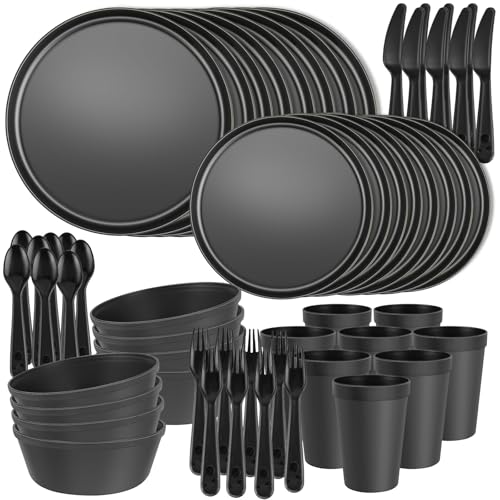 ZIVONA Kids Plates and Bowls Set, 40 Piece Unbreakable Kids Dinnerware Set for Toddlers & Children, BPA-Free Plastic Plates, Bowls, Cups & Cutlery, Microwave & Dishwasher Safe, Service for 8