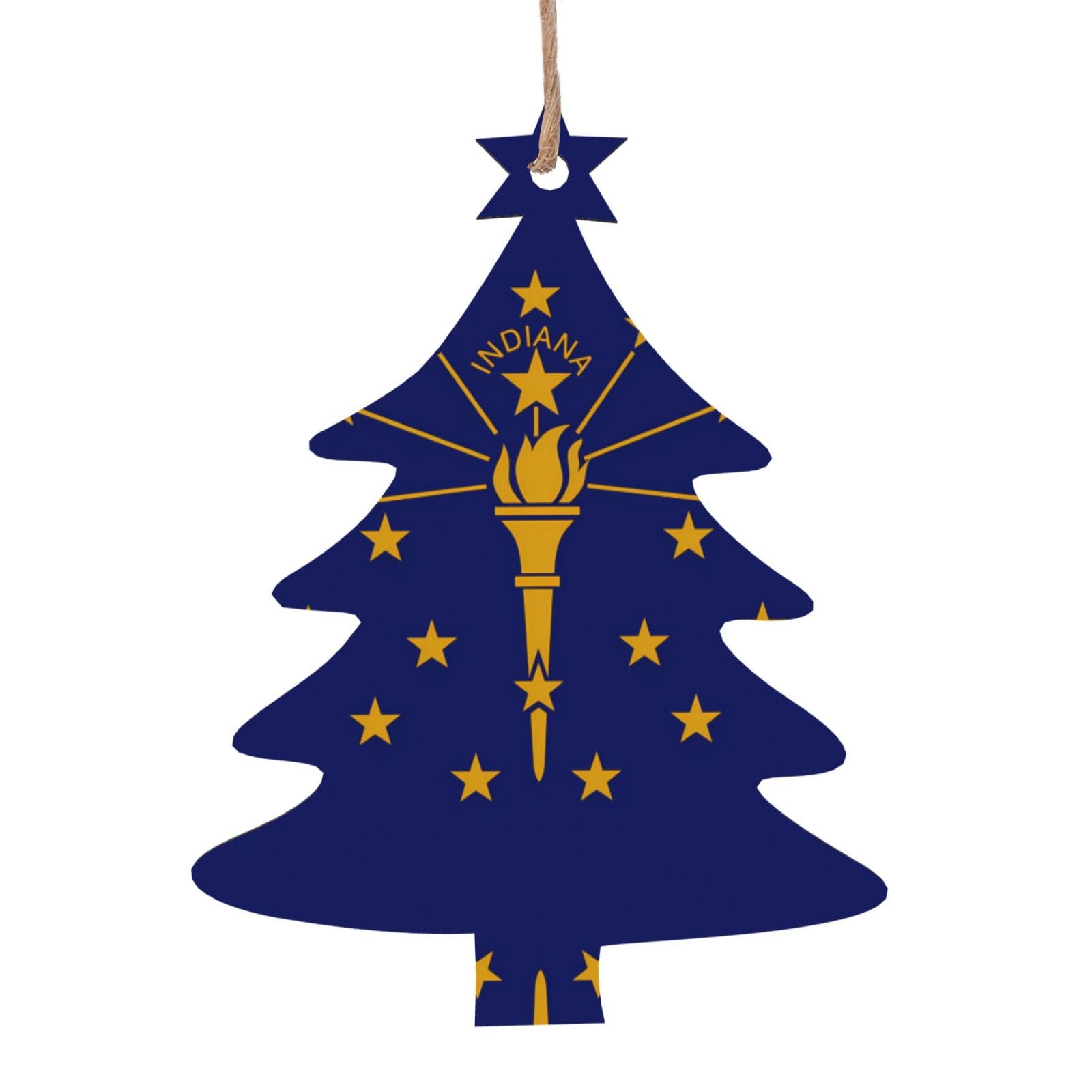 Indiana State Flag Printed Christmas Wooden Pendants, Simple and Environmentally Friendly, Holiday decorationsã€‚