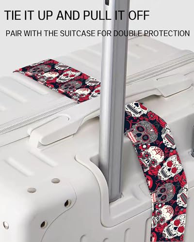 Luggage Straps for Suitcases, Adjustable Travel Belt, Durable Wide Luggage Strap, Cute Suitcase Strap Identifiers with Buckle, Bag Straps for Luggage, Cute Flower Skull2