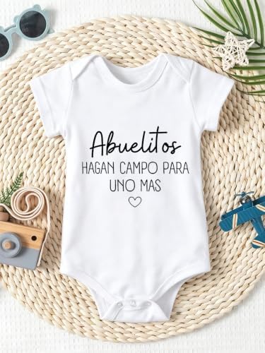 Abuelitos Hagan Campo para Uno Mas Spanish Pregnancy Announcement for Grandparents Baby Clothes — 사진 2