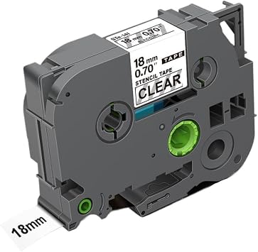 STe 141 Label Stencil 18mm Compatible with STe141 Tape Transparent Background with Black Text Works with PT-D450 and PT-D600 Printers