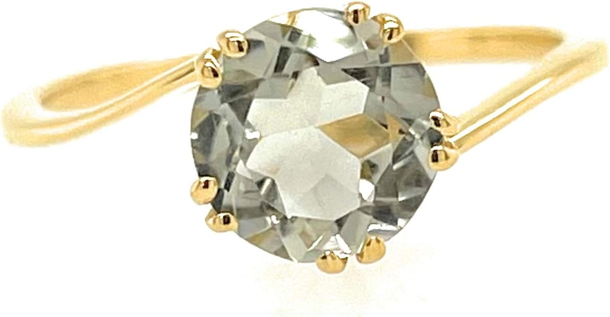 Natural 1.5ct Green Amethyst 14K Yellow Gold Vermeil Sterling Silver Engagement Ring Size 7, 8, 9