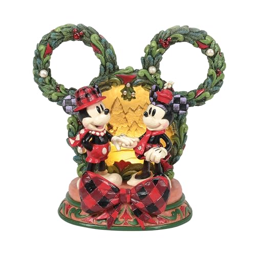 Enesco Disney Traditions by Jim Shore Mickey and Minnie Mouse Diorama Lit Figurine, 7.63 Inch, Multicolor